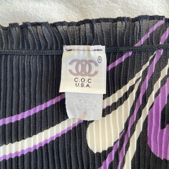 VTG C.O.C. USA Micro Pleated Striped Plisse Top Black Purple, XL Avant Garde Y2K - Picture 12 of 13